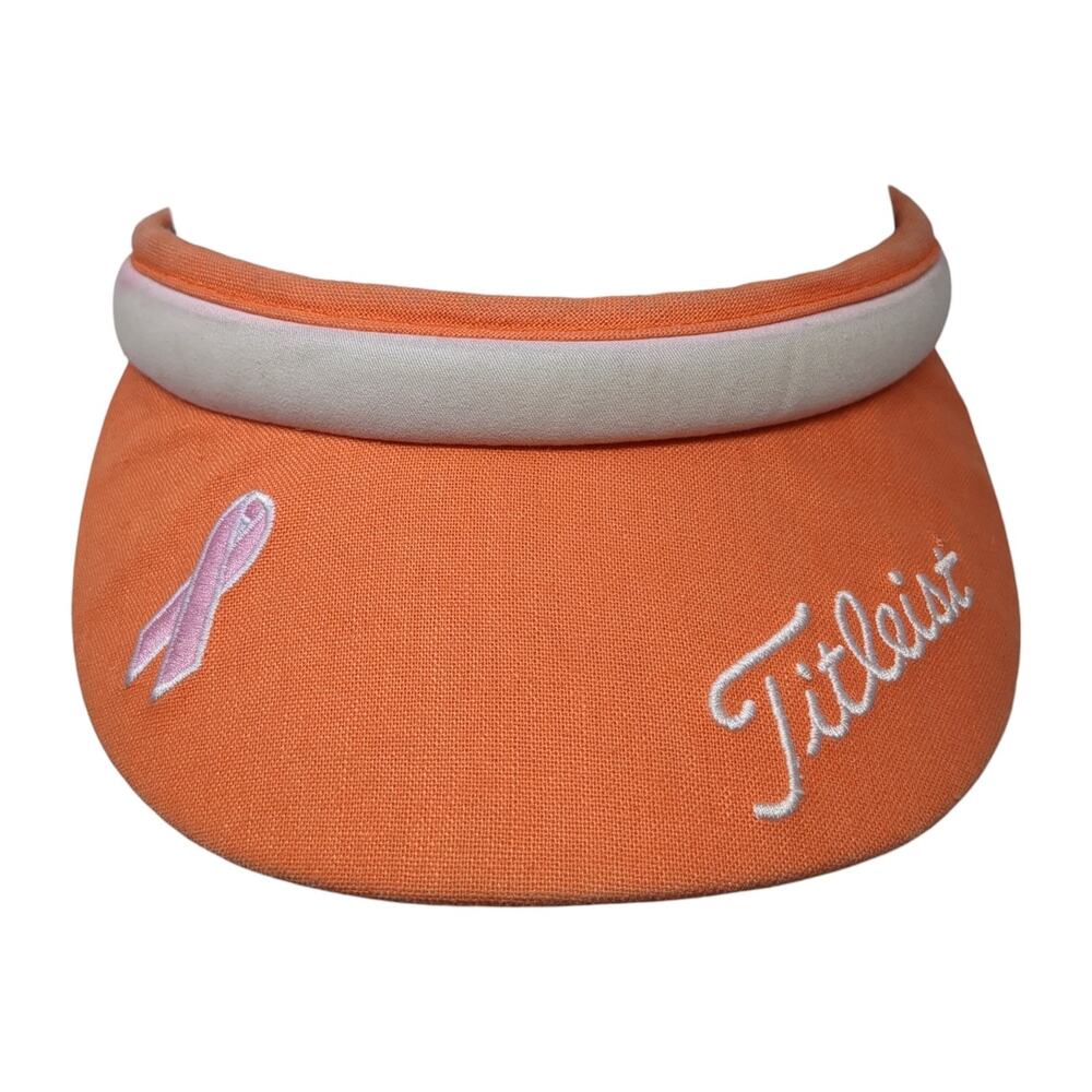 Fitleist Breast Cancer Pink Ribbon Sun Visor Cap Orange One Size Embroidered